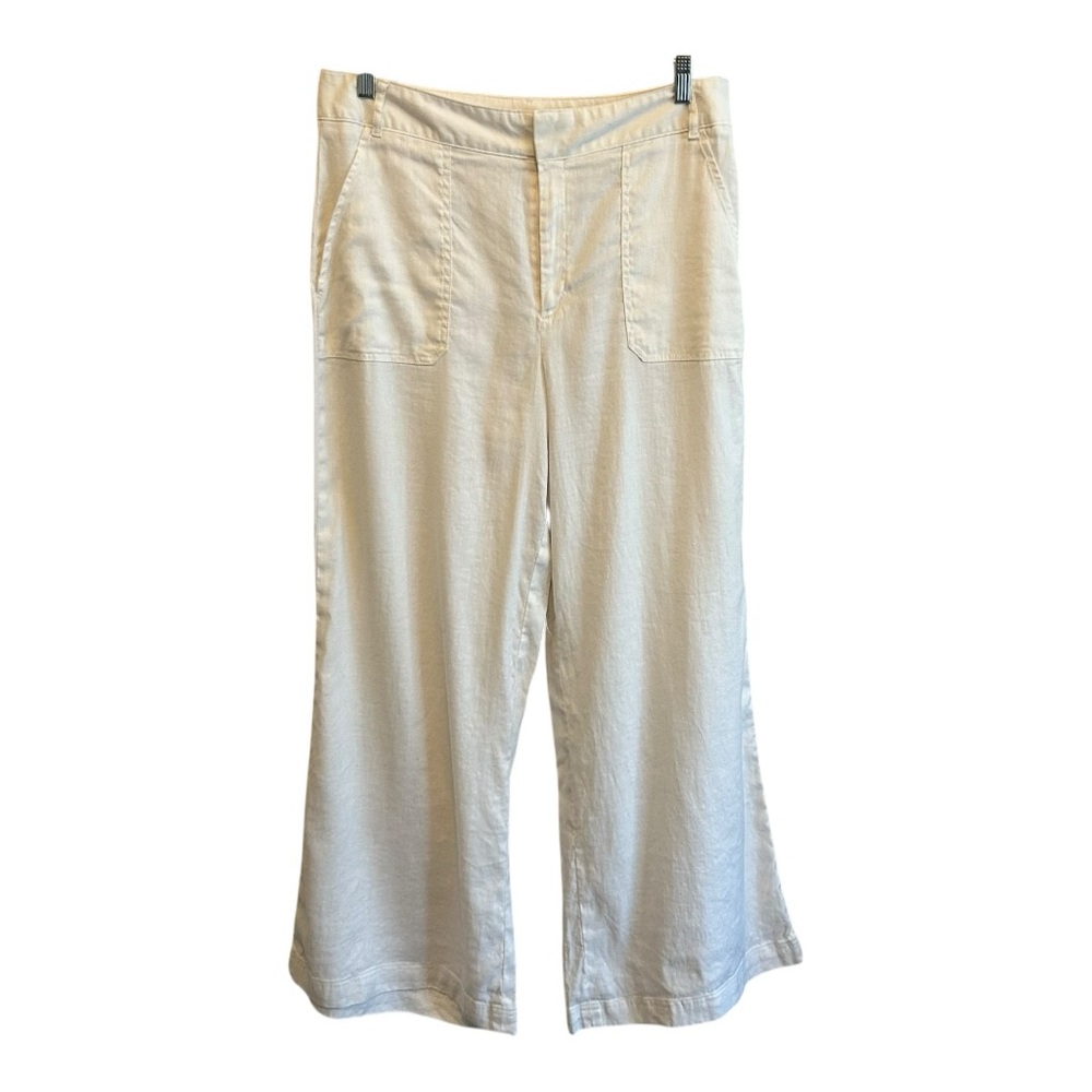 Banana Republic White Linen Wide Leg Pants Size 14